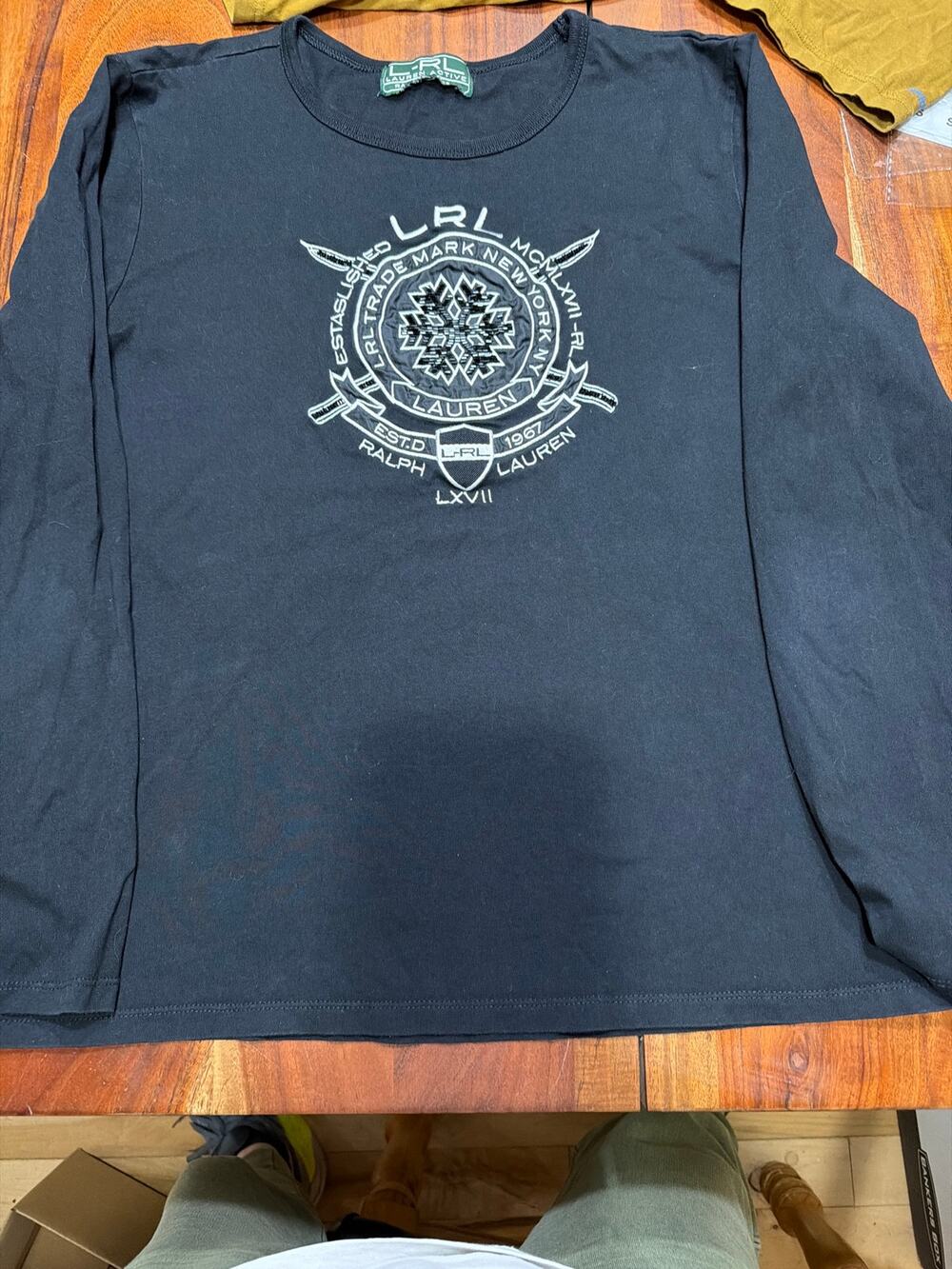 Lauren Active Ralph Lauren Embroidered Crest Long Sleeve Top Black Medium M